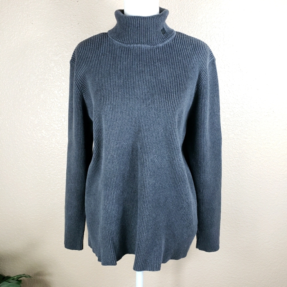 Ralph Lauren ribbed dark grey turtleneck sweater 2x